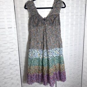 Jackpot‎ Ditzy Floral Tiered Lined V Neck Tank Midi Summer Dress Size XL